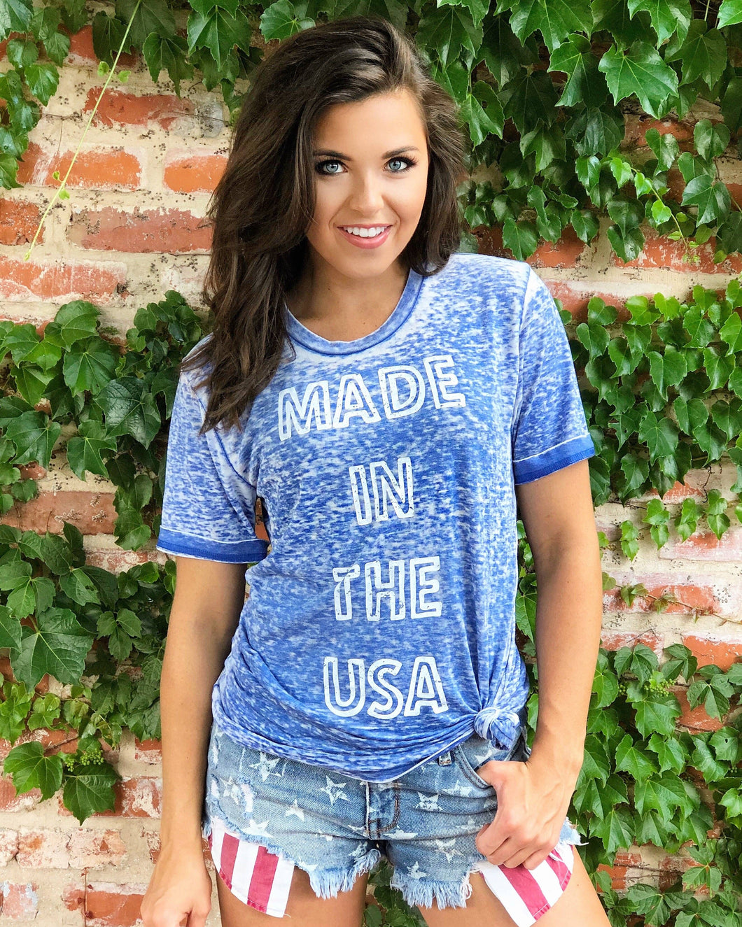 Made In The USA Blue Acid-Wash Tee